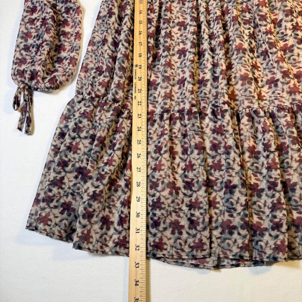 Zara XS Floral Babydoll Mini Dress Boho Cottagecore Smocked Tier  Festival fairy - Picture 9 of 16